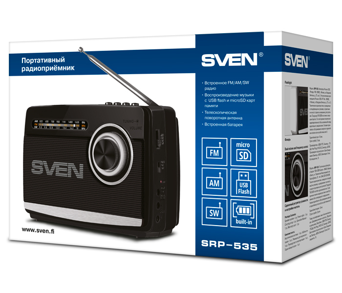 Портативное радио SVEN SRP-535, Чёрный