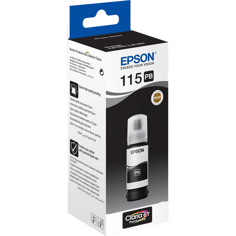 Ink Epson C13T07D14A, 115 EcoTank Ink Bottle, Photo Black