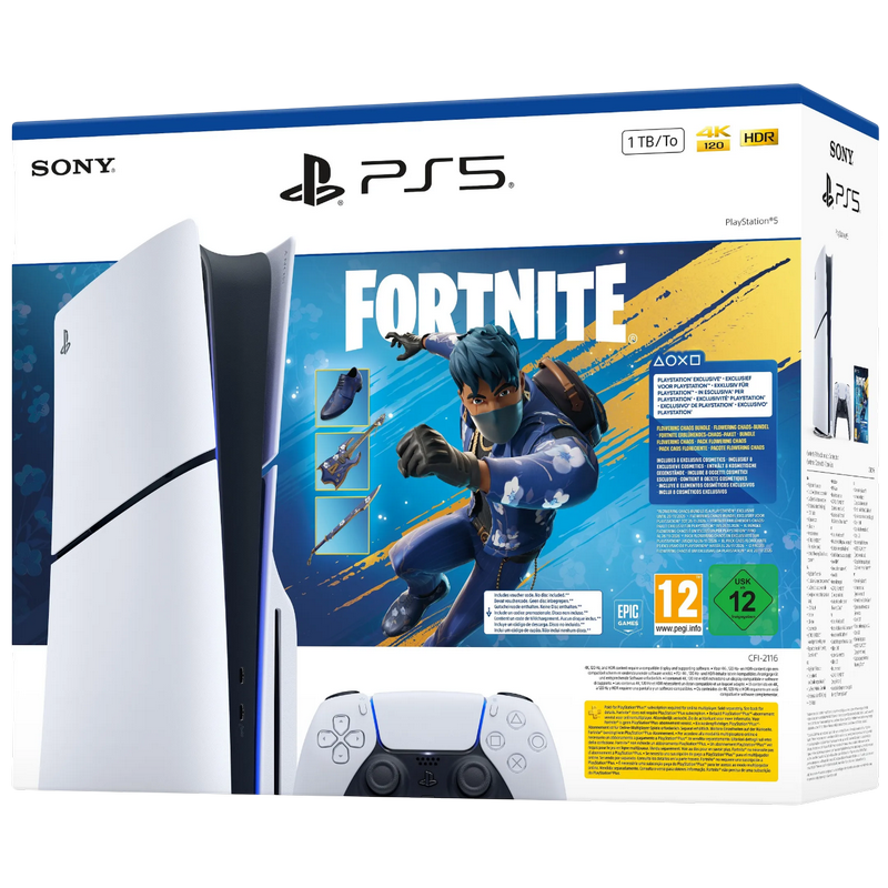 Consolă de jocuri SONY PlayStation 5 Slim Disc Edition+Fortnite Flowering Chaos Alb