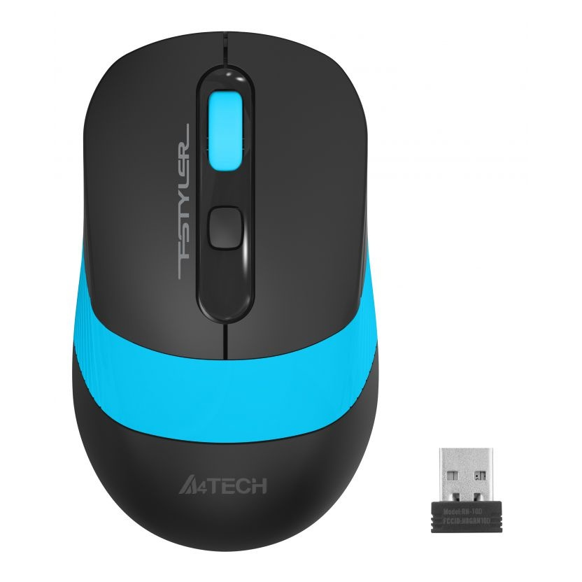 Wireless Mouse A4Tech FG10, Optical, 1000-2000 dpi, 4 buttons, Ambidextrous, 1xAA, Black/Blue, USB