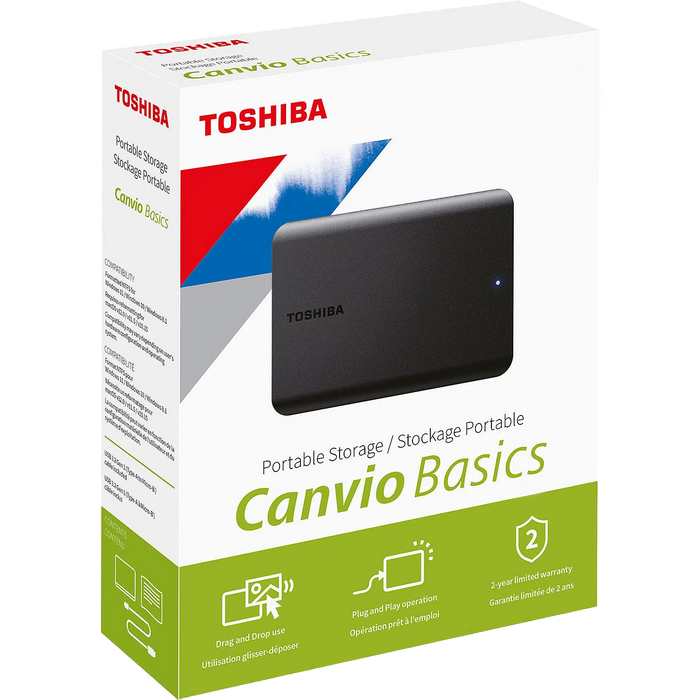 HDD portabil extern Toshiba Canvio Basics, 4 TB, Negru (HDTB540EK3CA)