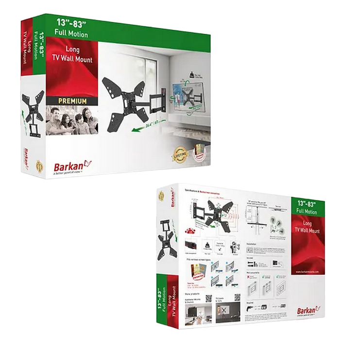 Suport TV de perete BARKAN 3400L.B, Negru