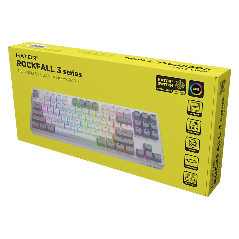 Tastatură HATOR Rockfall 3 TKL Mecanic Alb