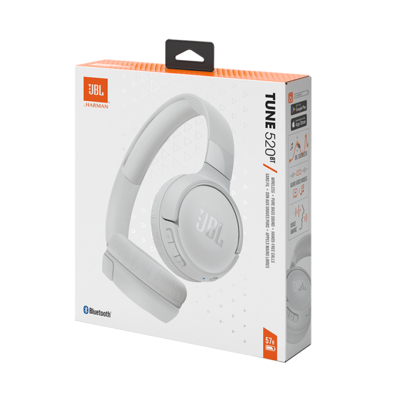 Headphones Bluetooth JBL T520BT, White, On-ear