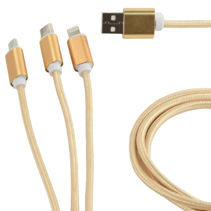 Cable  3-in-1 MicroUSB/Lightning/Type-C - AM, 1.0 m, GOLD, Cablexpert, CC-USB2-AM31-1M-G