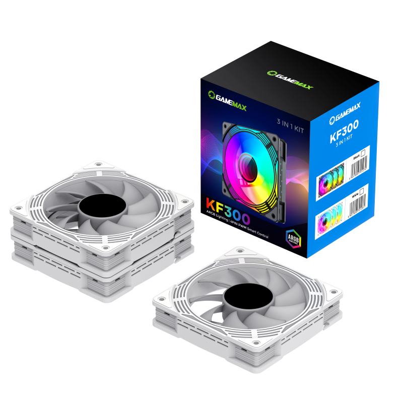 PC Case Fan GAMEMAX FN12A-C8I-W, 120mm, ARGB, 31.21dB, 44.35 CFM, 800-1600RPM, Hydro Bearing, White