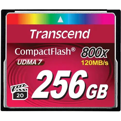 256GB  CompactFlash Card,  Hi-Speed  800X, Transcend "TS256GCF800" (R/W: 120/60MB/s) - photo