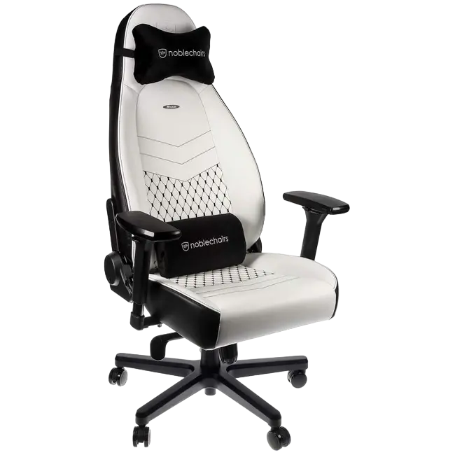 Игровое кресло Noblechairs Icon, Искусственная кожа, Белый/Чёрный - photo