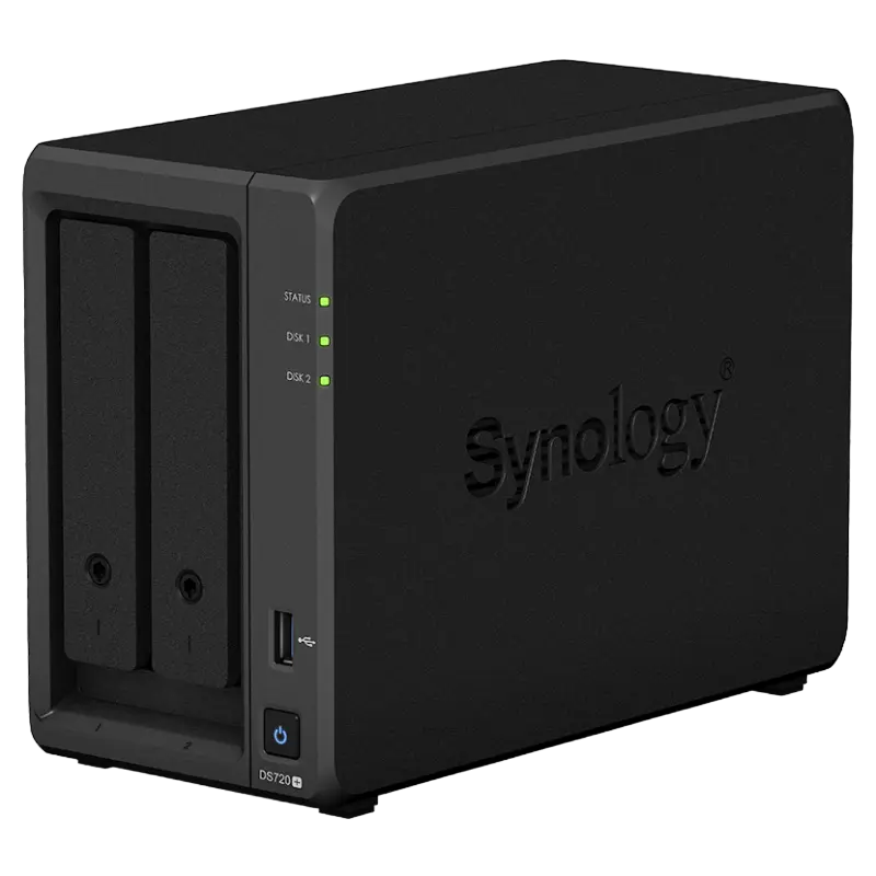 SYNOLOGY  "DS720+", 2-bay, Intel Celeron 4-core 2-2.7Ghz, 2Gb+1Slot, 2x1GbE, 2xM.2 NVMe - photo