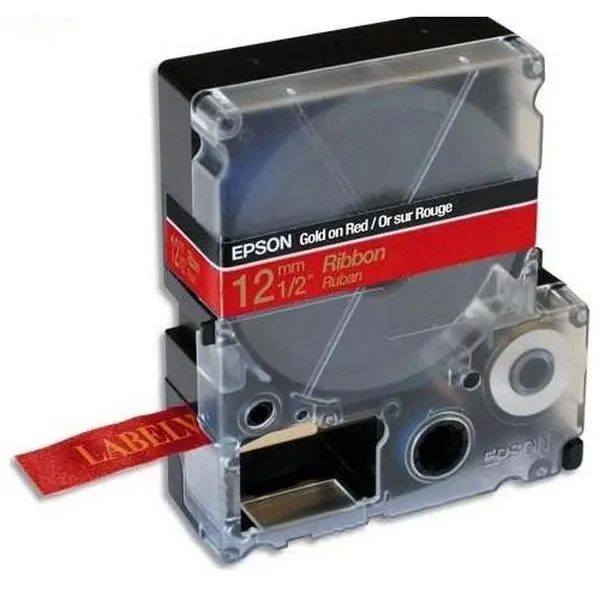 Tape Cartridge EPSON LK4RKK; 12mm/5m Satin Ribbon, Gold/Red, C53S654033 - photo