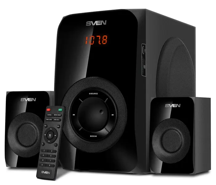 Speakers SVEN "MS-2020" Bluetooth, SD-card, USB, FM, RC, Black, 55w /30w + 2x12.5w / 2.1 - photo