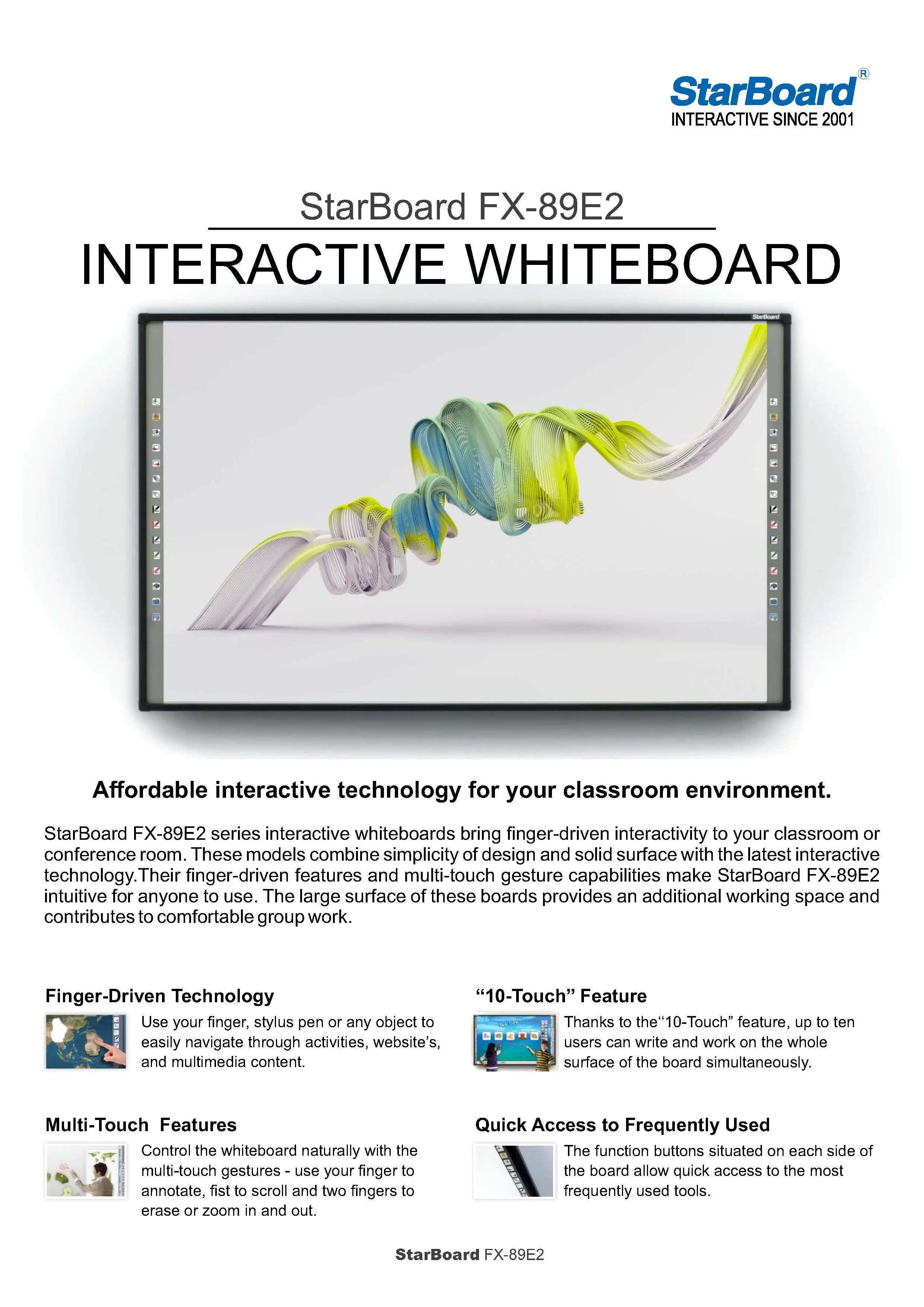 Interactive whiteboard StarBoard FX89WE2, 89", 16:10, Function buttons bar - photo