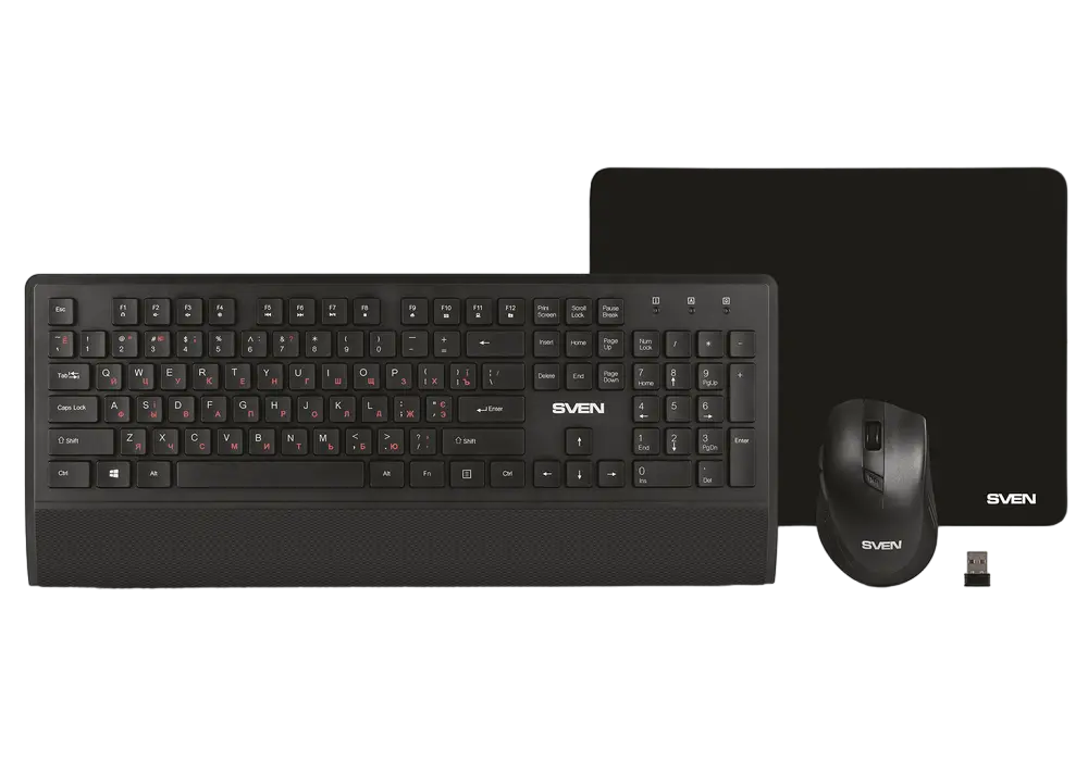 Set Tastatură + Mouse + Mouse Pad SVEN KB-C3800W, Fără fir, Negru - photo