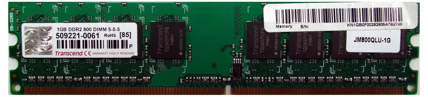Memorie RAM Transcend JM800QLU-1G, DDR2 SDRAM, 800 MHz, 1GB, JM800QLU-1G - photo