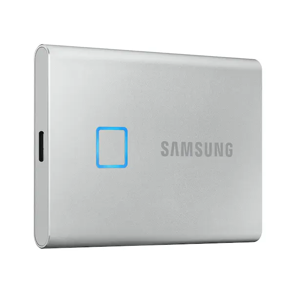 Внешний портативный SSD-накопитель Samsung Portable SSD T7 Touch, 500 GB, Серебристый (MU-PC500S/WW) - photo
