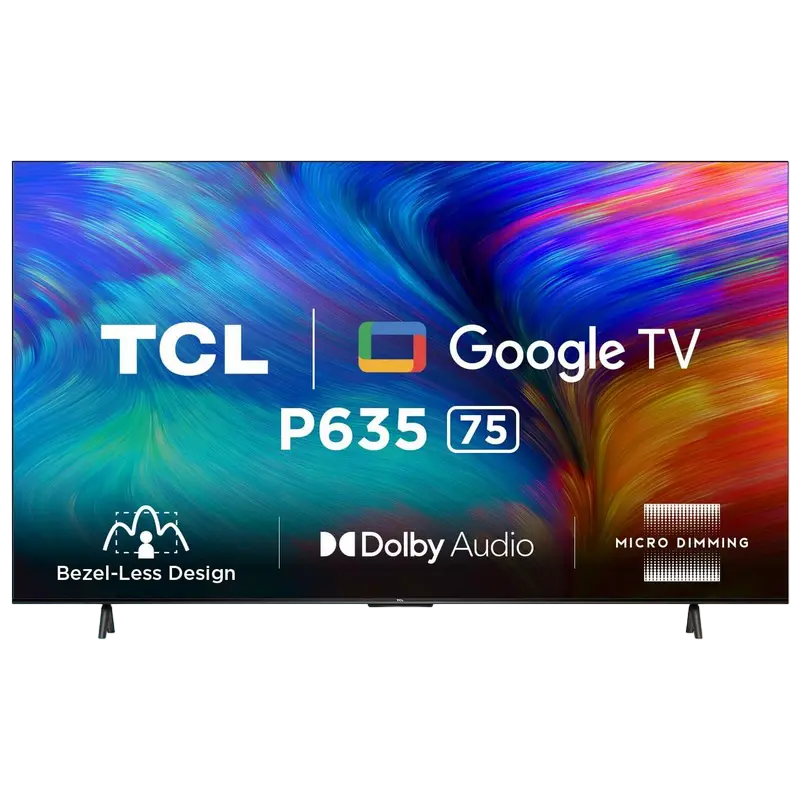 75" LED SMART Телевизор TCL 75P635, 3840x2160 4K UHD, Android TV, Чёрный - photo