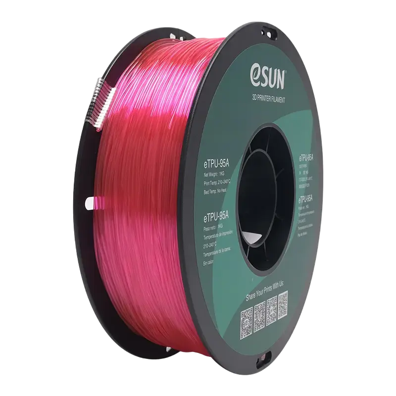 Filament pentru imprimanta 3D ESUN eTPU-95A, Roz Transparent, 1,75 mm, 1kg - photo