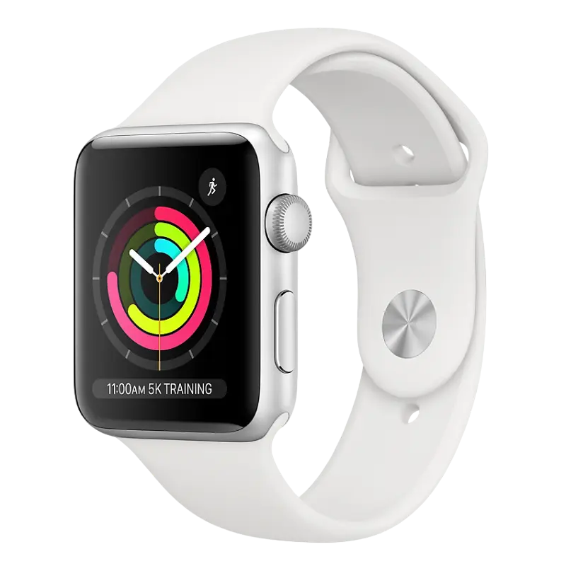 Умные часы Apple Watch Series 3, 42мм, Серебристый Алюминиевый корпус с Белым спортивным ремешком - photo