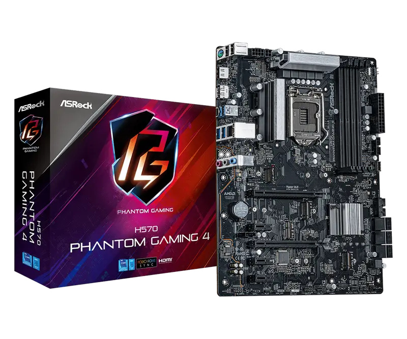 Материнская плата ASRock H570 PHANTOM GAMING 4, LGA1200, Intel H570, ATX - photo