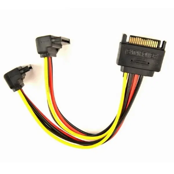 Cable SATA power splitter cable with angled output connectors, 0.15 m, Cablexpert CC-SATAM2F-02 - photo