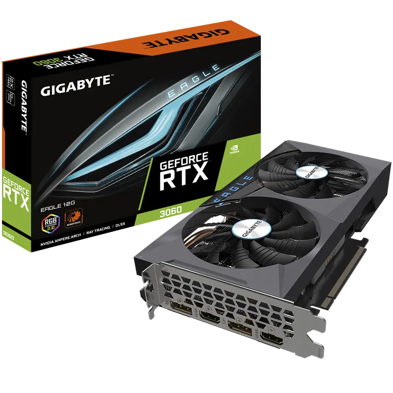 Видеокарта Gigabyte GV-N3060EAGLE-12GD, 12ГБ GDDR6 192бит - photo