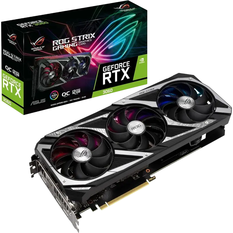 Placă Video ASUS ROG-STRIX-RTX3060-O12G-V2-GAMING, 12GB GDDR6 192bit - photo