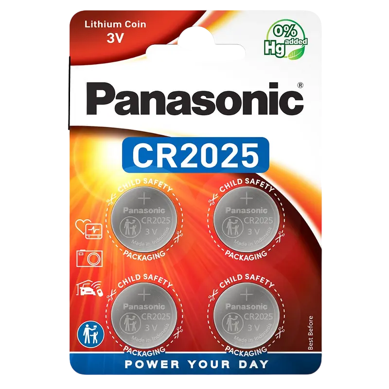 Дисковые батарейки Panasonic CR-2025EL, CR2025, 220мА·ч, 4шт. - photo