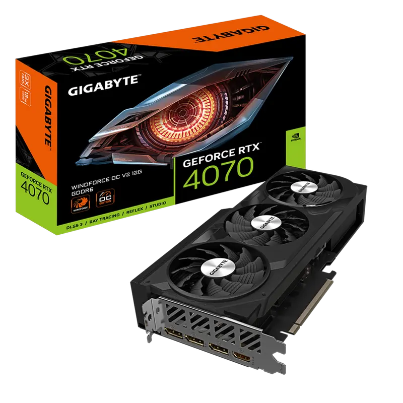 Видеокарта Gigabyte GV-N4070WF3OCV2-12GD, 12ГБ GDDR6 192бит  - photo