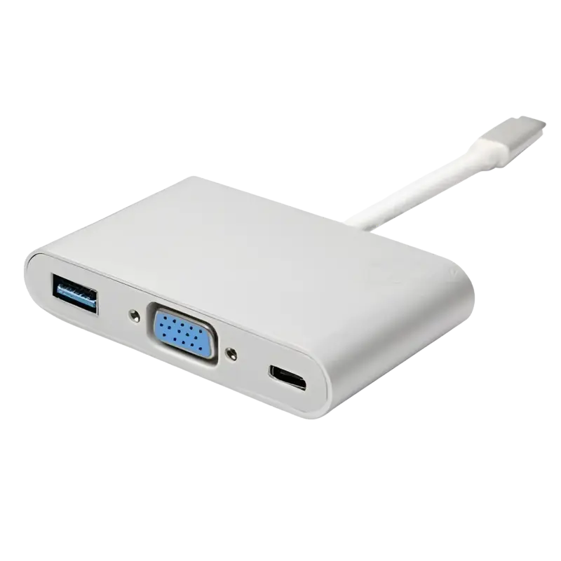 Видеоадаптер APC Electronic APC-631011, USB Type-C (F) - VGA + USB3.0 + TYPE C, 0,15м, Белый - photo