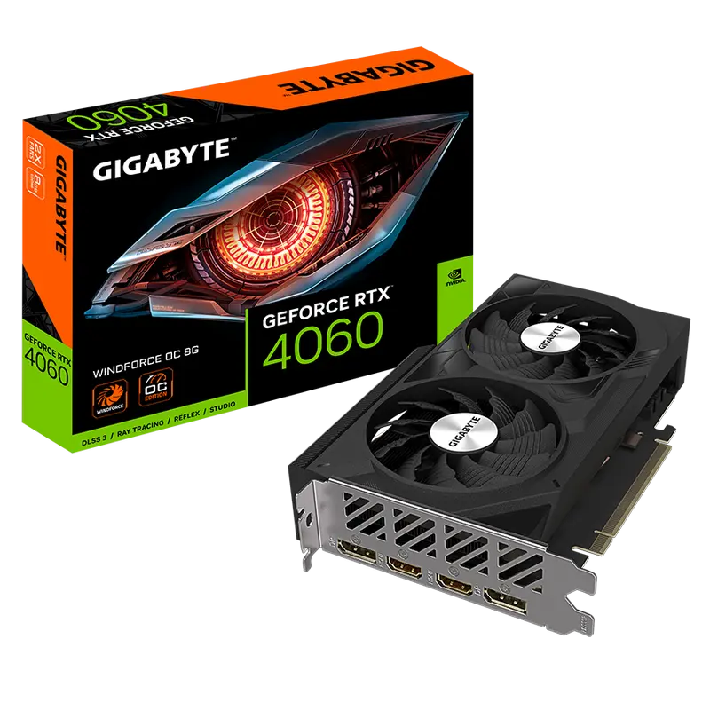 Видеокарта Gigabyte GV-N4060WF2OC-8GD,  8GB GDDR6 128бит  - photo