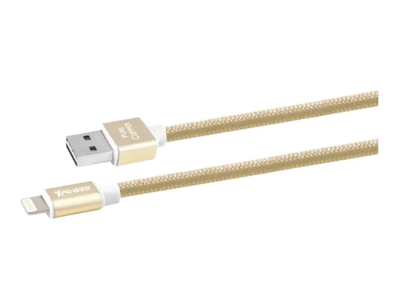 Cablu încărcare și sincronizare Xpower Lightning cable Nylon, USB Type-A/Lightning, 1m, Auriu - photo