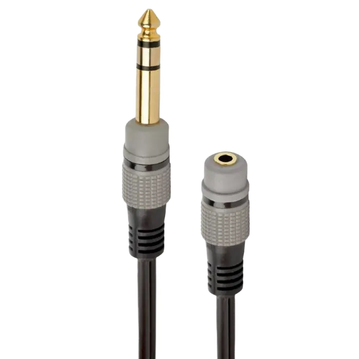Аудио адаптер Cablexpert A-63M35F-0.2M, 3.5mm 3-pin (F) - 6.35mm 3-pin (M), 0,2м, Чёрный - photo