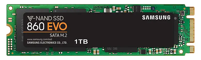 .M.2 SATA SSD 1.0TB Samsung 860 EVO "MZ-N6E1T0BW" [R/W:550/520MB/s, 97 IOPS, MJX, V-NAND 3bit MLC]