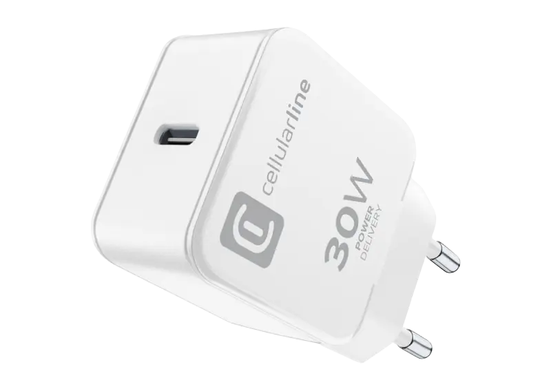 Зарядное устройство Cellularline USB-C Charger 30W, 30Вт, Белый - photo