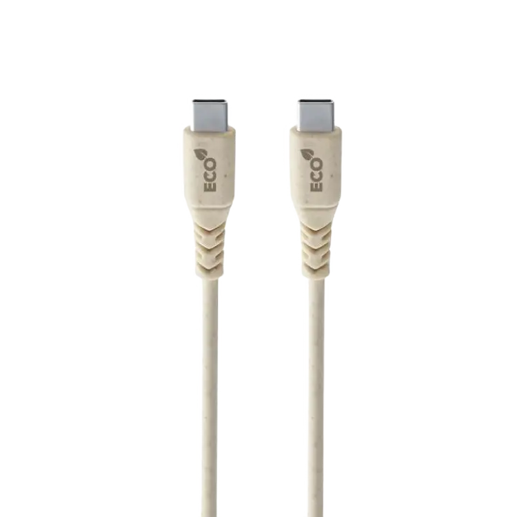 Cablu încărcare și sincronizare Cellularline Become Eco Cable, USB Type-C/USB Type-C, 1,2m, Bej - photo