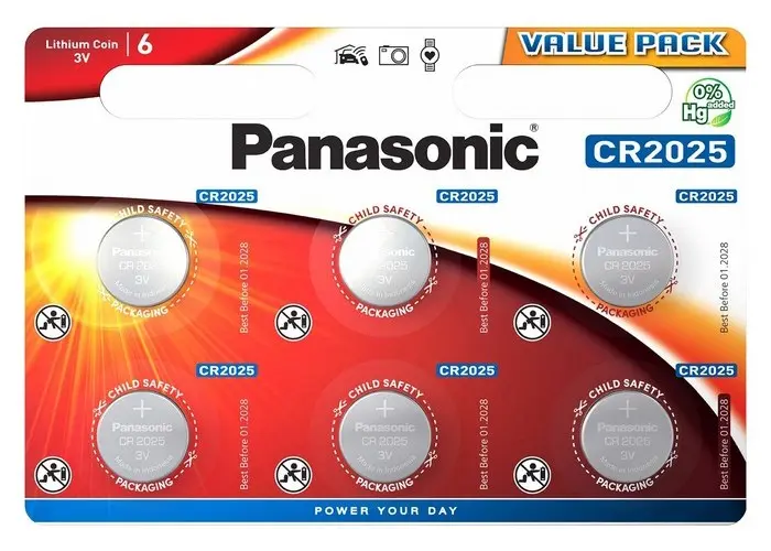 Baterii rotunde Panasonic CR-2025EL, CR2025, 6buc. - photo