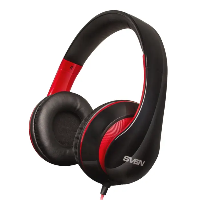 Headset SVEN AP-940MV with Microphone, Black-Red, 3,5mm jack (4 pin), adapter 2 x 3,5mm jack (3 pin) - photo