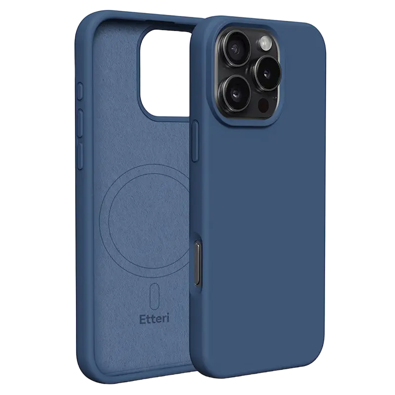 Чехол Etteri Silicone Mag case для iPhone 16 Pro, Темно-синий - photo