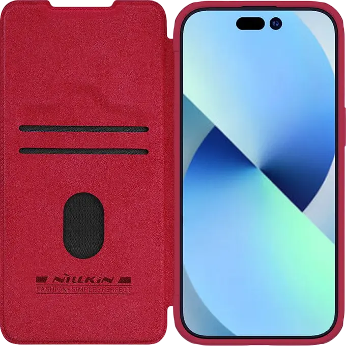 Husă tip carte Nillkin iPhone 15 - Qin Pro, Roșu - photo