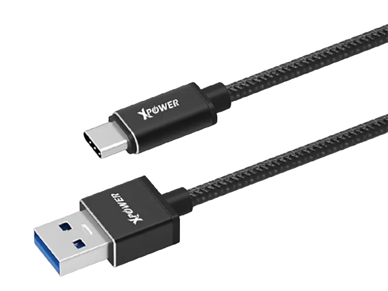 Кабель для зарядки и синхронизации Xpower Type-C Cable, Nylon, 2m, USB Type-A/USB Type-C, 2м, Чёрный - photo