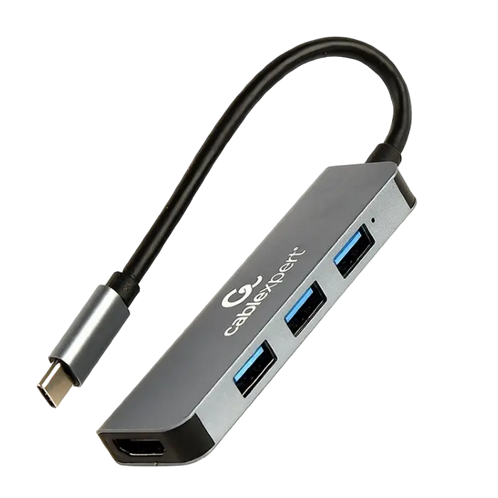 Видеоадаптер Cablexpert A-CM-COMBO2-01, USB Type-C - USB Type-A, HDMI, Серый - photo