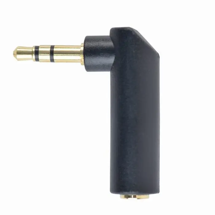 Audio adapter 3-pin*3.5 mm jack angled 90 ° to *3.5 mm jack socket, Cablexpert, A-3.5M-3.5FL - photo