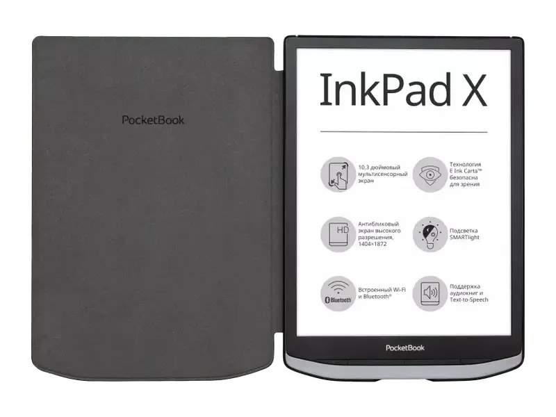 Husă pentru o carte electronică PocketBook Shell 1040, 10,3", Microfibră, Negru
