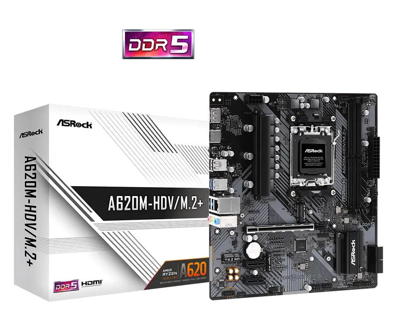 Placă de bază ASRock A620M-HDV/M.2+, AM5, AMD A620, Micro-ATX - photo