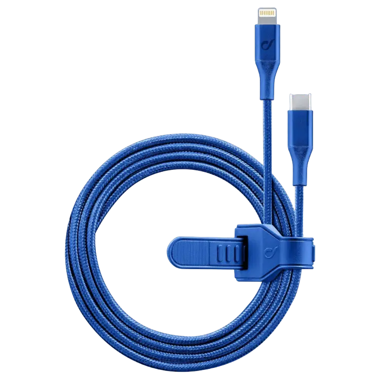 Кабель для зарядки и синхронизации Cellularline Satellite MFI, USB Type-C/Lightning, 1м, Синий - photo