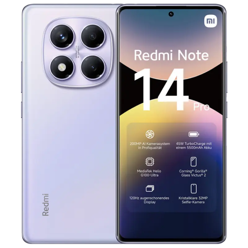 Смартфон Xiaomi Redmi Note 14 Pro 4G, 8Гб/256Гб, Aurora Purple - photo