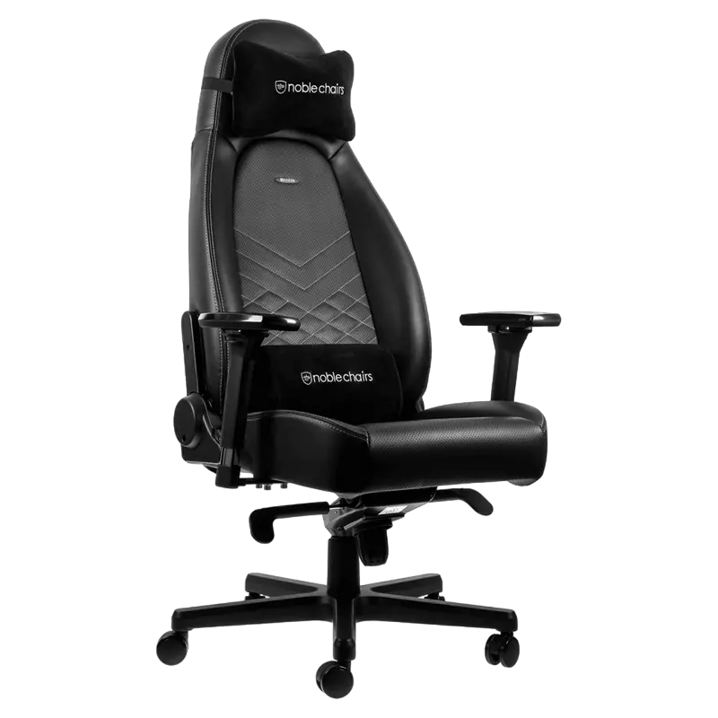 Игровое кресло Noblechairs Icon, Искусственная кожа, Черный/Белый - photo