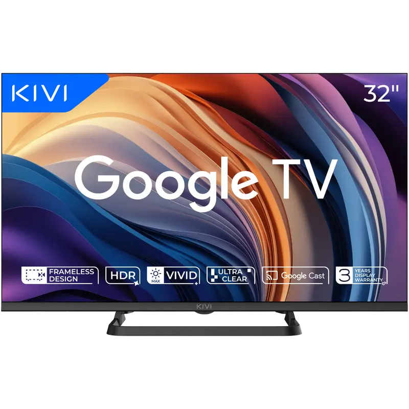 32" LED SMART TV KIVI 32H710QB +PULT!, 1366x768 HD, Google TV, Negru - photo