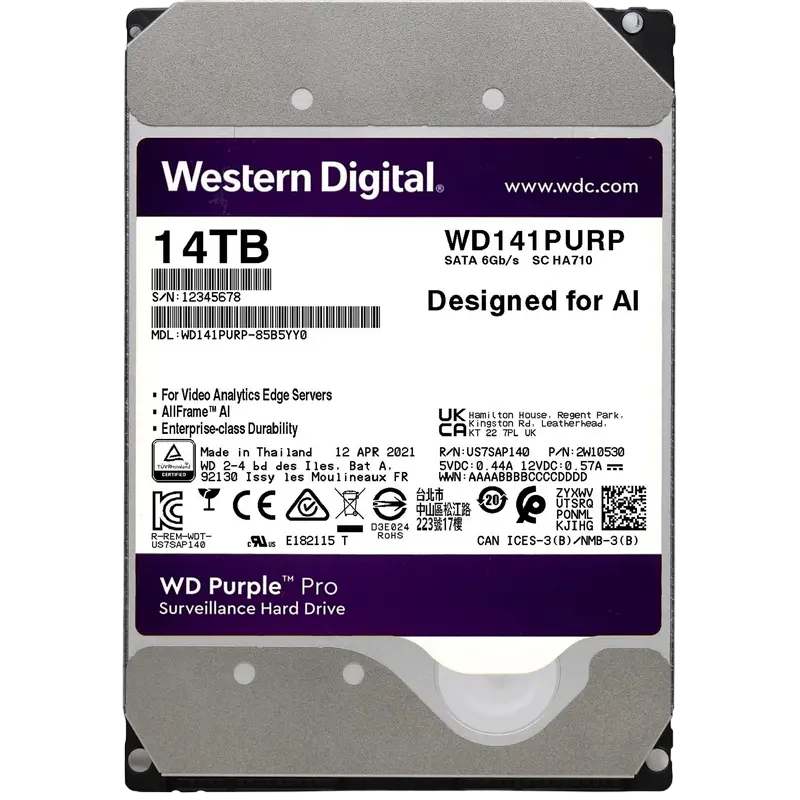 Жесткий диск Western Digital WD Purple Pro, 3.5", 14 ТБ <WD141PURP> - photo