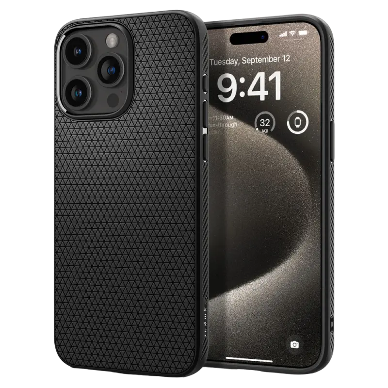 Чехол Spigen iPhone 15 Pro Max Liquid Air, Матовый черный - photo